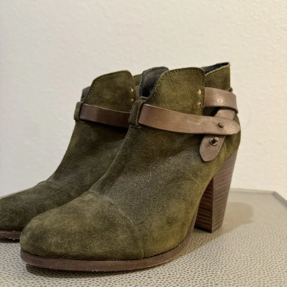 Rag & Bone Ankle Boots Womens Shoes size EU40 Harrow Green Suede Leather Booties
